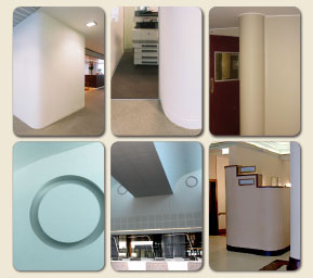 Curved commercial interior walls by Roundy