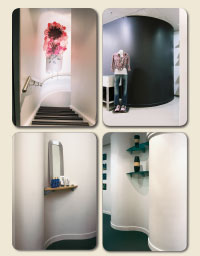 Roundy curved walls in retail spaces